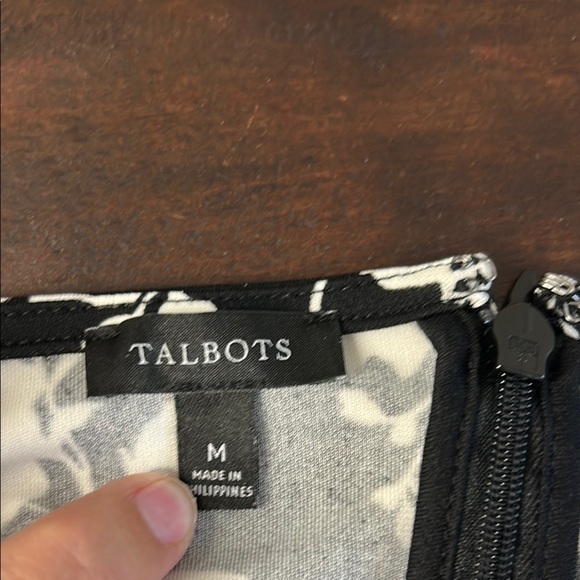 Talbots Black and White Flower Pattern Sleeveless Midi SundressSz M - Picture 8 of 11